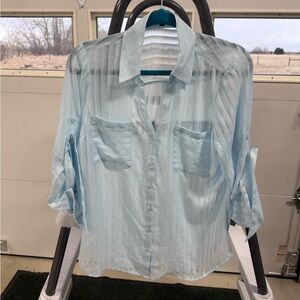 Express Portofino Light Blue Button-Up Shirt